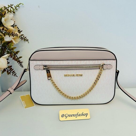Michael Kors Purse Jet Set Ombré Signature Logo Crossbody Body Bag Powder Blush - Picture 1 of 10